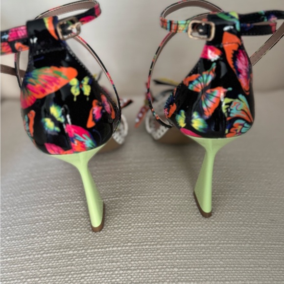 Betsey Johnson Black and White Polka Dot Heels with Butterfly Accents - Picture 3 of 4